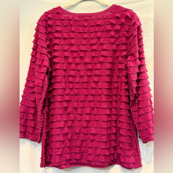 Slinky Brand Raspberry Ruffled Women's Top - Picture 2 of 5